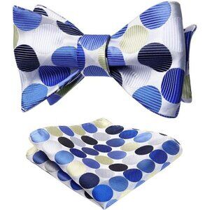 Bow Ties for Men Polka Dot Selftie Bowtie and Pocket Square Classic Business